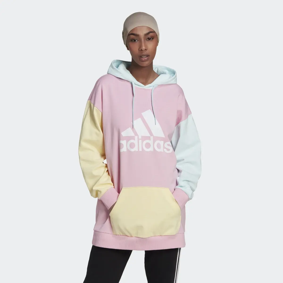 Adidas Essentials Colorblock Logo Oversized Hoodie. 2