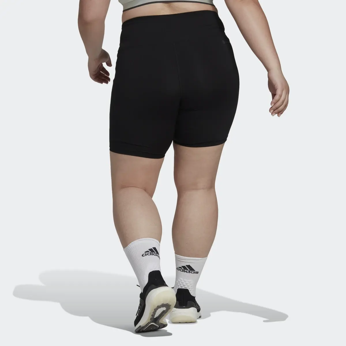 Adidas Training Essentials 3-Stripes High-Waisted Short Leggings (Plus Size). 3