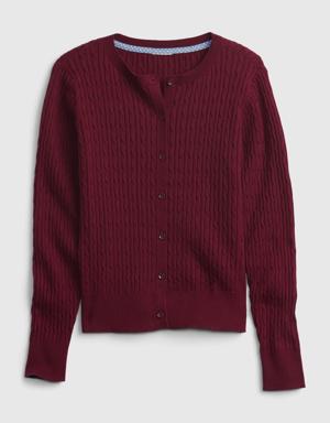 Gap Kids Organic Cotton Uniform Cardigan red