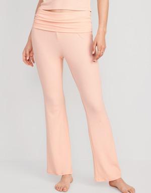 Mid-Rise UltraLite Foldover-Waist Flare Lounge Pants for Women orange