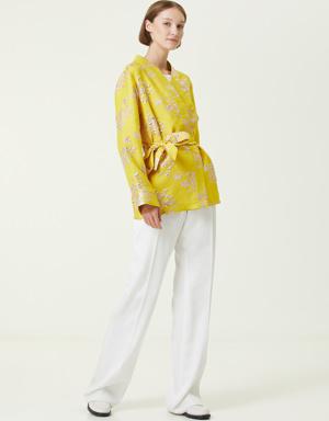 Jacquard Sarı Kimono