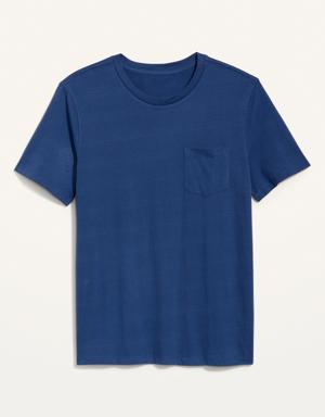 Soft-Washed Chest-Pocket Crew-Neck T-Shirt for Men blue