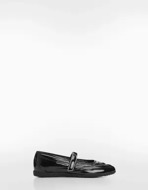 Patent leather-effect sports ballerinas