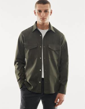 100% breathable cotton technical overshirt 