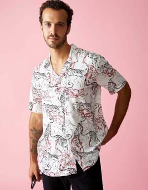 Modern Fit Desenli Kısa Kollu Gömlek