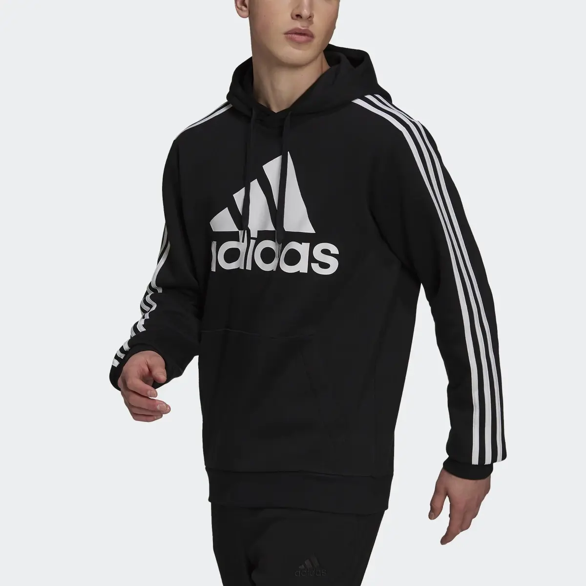 Adidas Sudadera con capucha Essentials Fleece Logo 3 bandas. 1