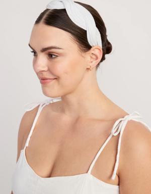 Printed Fabric-Covered Headband for Women white