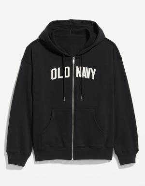 Old Navy Slouchy Logo Graphic Full-Zip Hoodie for Women black