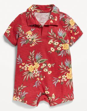 Short-Sleeve Printed Romper for Baby red