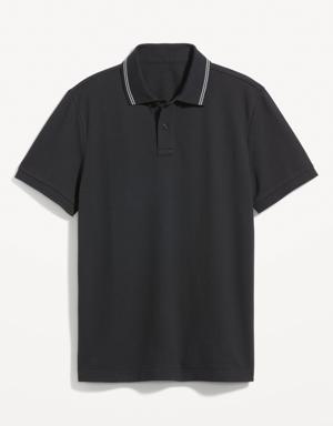 Tipped-Collar Classic Fit Pique Polo for Men black