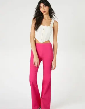 Forever 21 High Rise Flare Pants Shocking Pink
