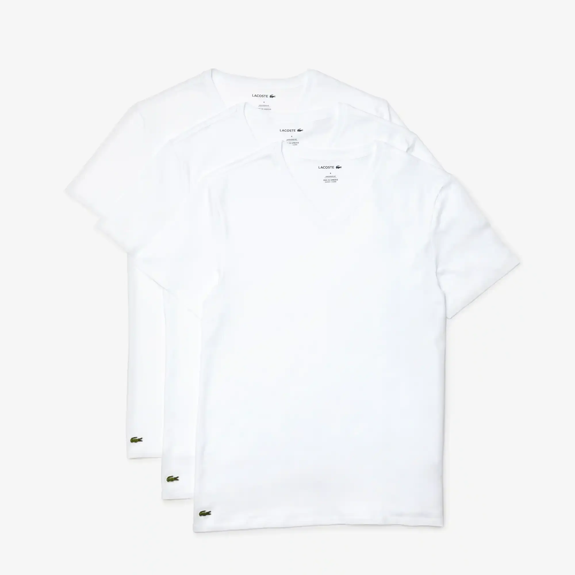 Lacoste Men’s V-Neck Cotton Lounge T-Shirt 3-Pack. 2