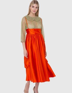 Orange Lace Collar Klos Dress