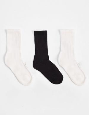 3'lü Paket Kadın Soket Çorap Desenli
