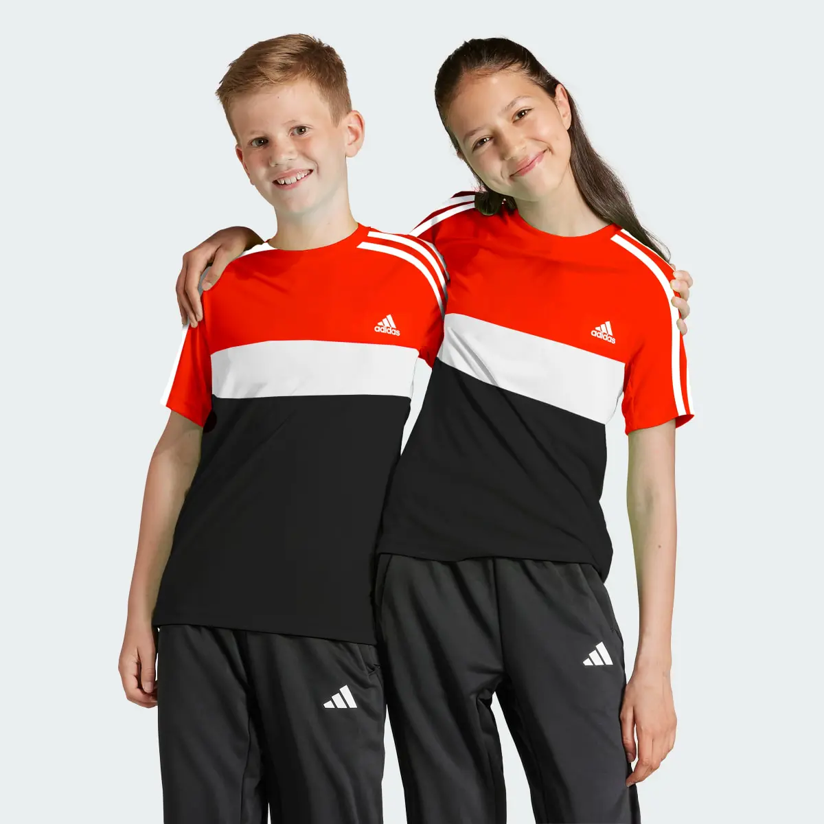 Adidas Playera Tiberio 3 Franjas Colorblock de Algodón para Niños. 1