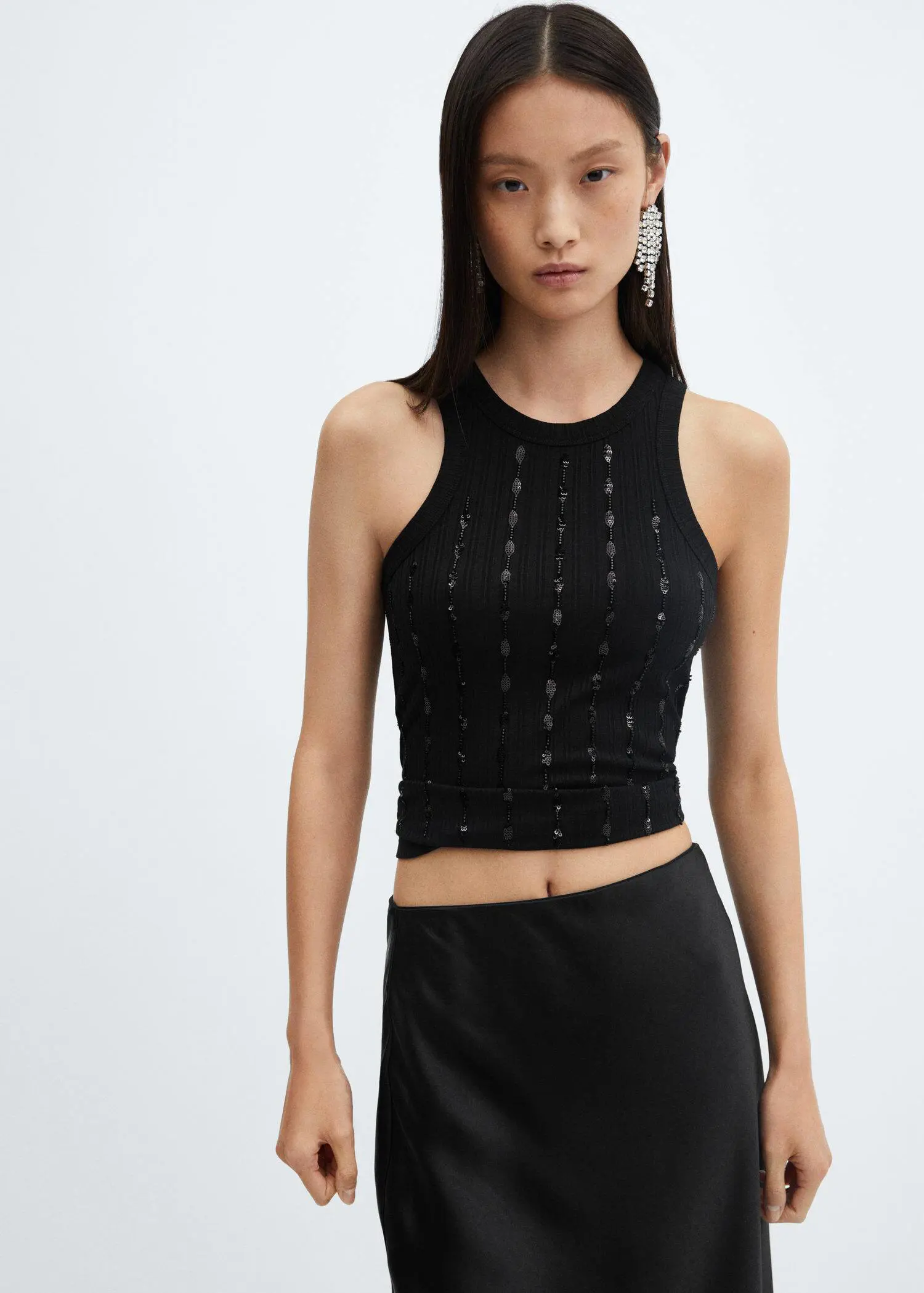 Mango Sequin embroidered knit top. 2