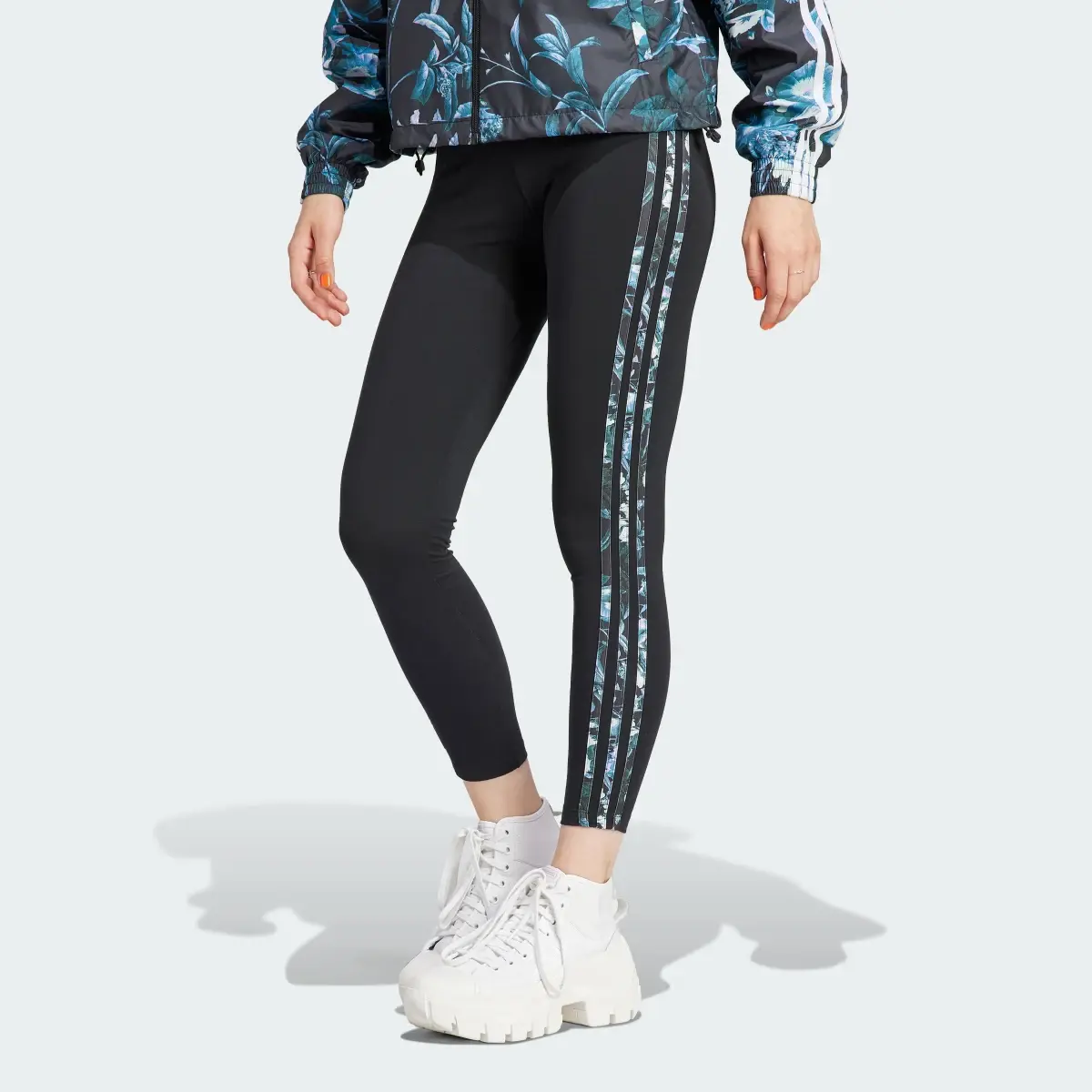 Adidas 3-Stripes Flower Leggings. 1