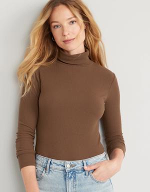 Old Navy Rib-Knit Turtleneck Top for Women brown