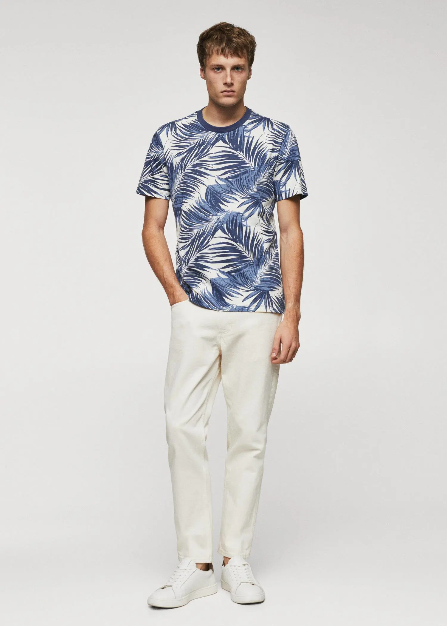 Mango Slim-fit palm-print shirt. 2
