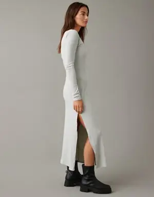 Long-Sleeve Knit Midi Dress