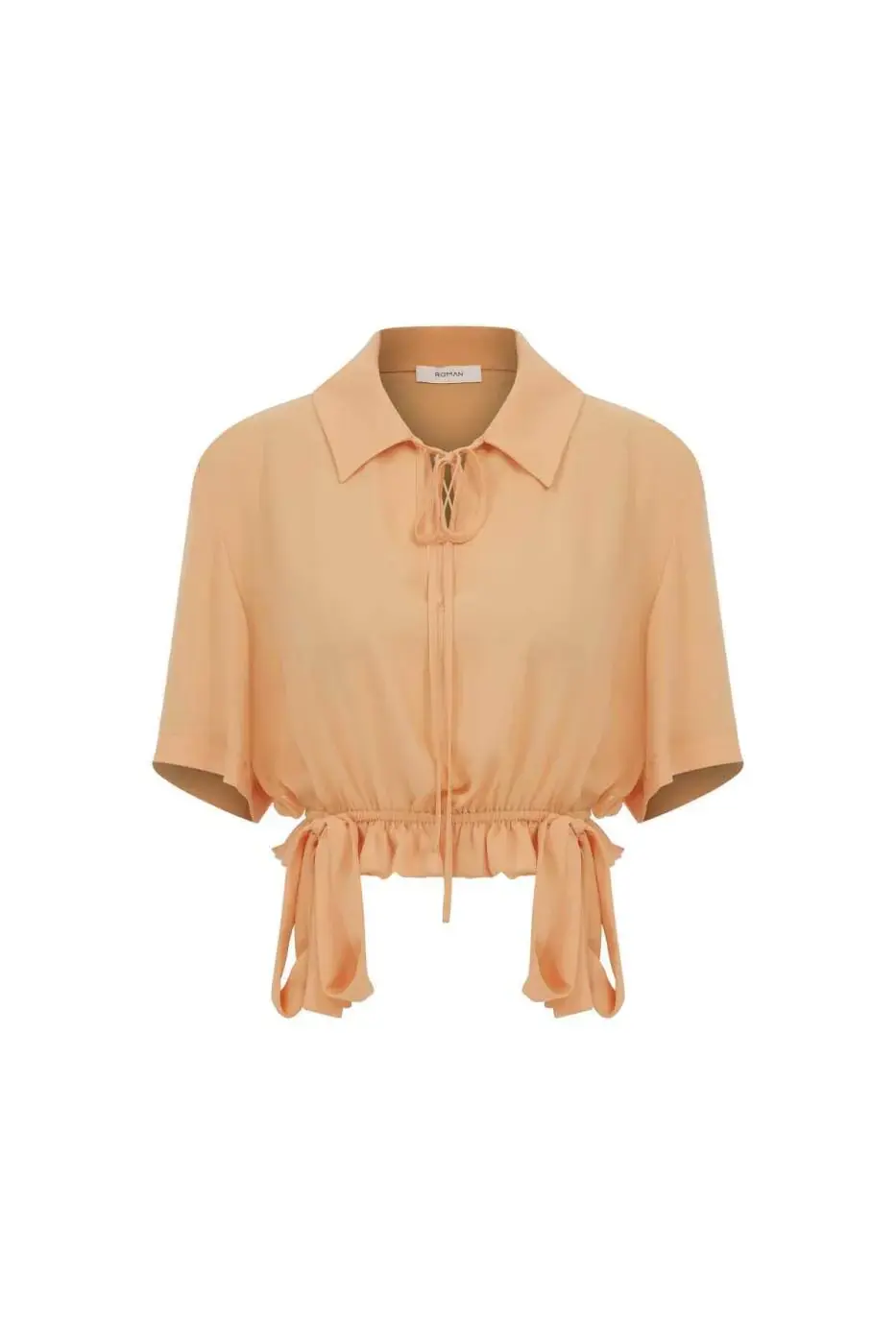 Roman Elastic Waist Blouse Apricot - 4 / Peach. 1