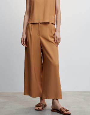 Pleated culottes trousers