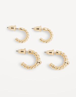 Real Gold-Plated Twisted Hoop Earrings 2-Pack for Women yellow