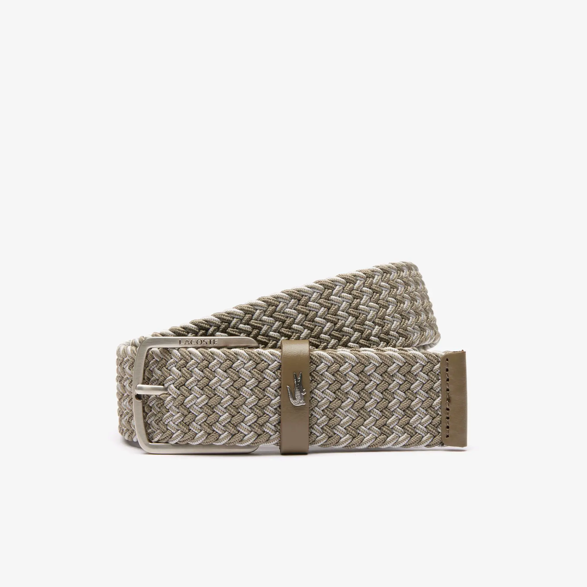 Lacoste Men's Stretch Knit Crocodile Belt. 1