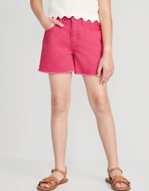 High-Waisted Frayed-Hem Jean Shorts for Girls pink