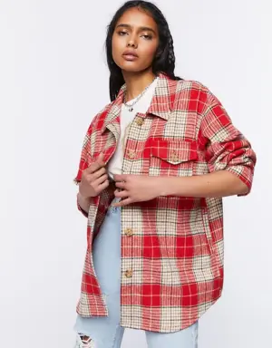 Forever 21 Plaid Button Front Shacket Red/Multi