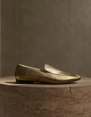 Luz Metallic Leather Loafer gold