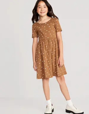 Jersey-Knit Short-Sleeve Printed Dress for Girls red