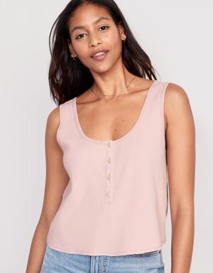 Old Navy Thermal-Knit Cropped Henley Tank Top for Women pink