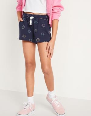 Printed Jersey-Knit Dolphin-Hem Cheer Shorts for Girls blue