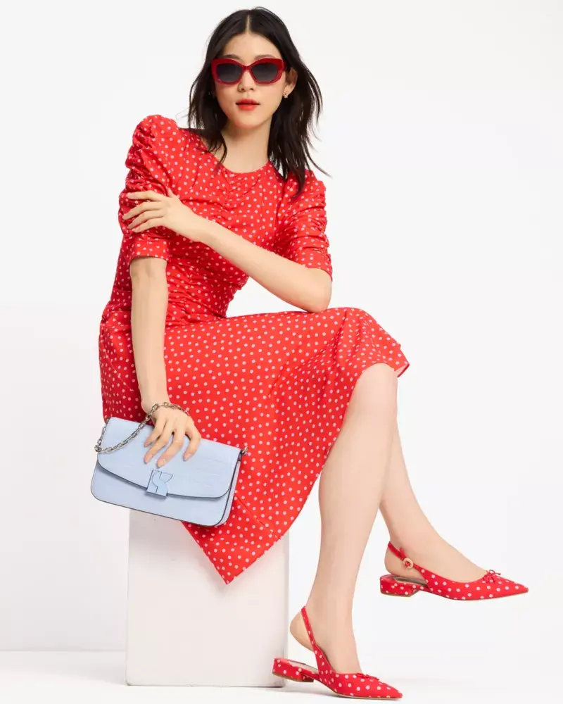 Kate Spade Spring Time Dot Ruched Dress. 1