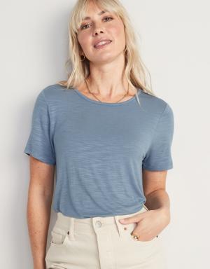 Luxe Slub-Knit T-Shirt for Women blue