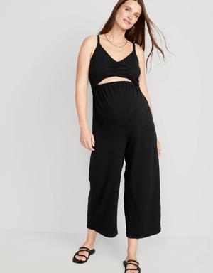 Old Navy Maternity Sleeveless Textured Wide-Leg Jumpsuit black