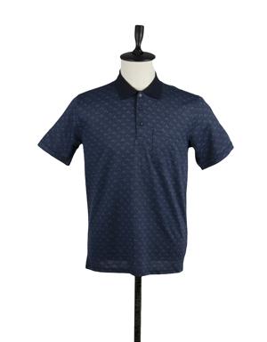 Kısa Kol Desenli Jakarlı Polo Yaka Cepli Comfort Fit Rahat Kesim Klasik T-Shirt 1011220121