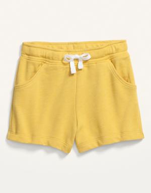 Functional-Drawstring French Terry Pull-On Shorts for Toddler Girls yellow