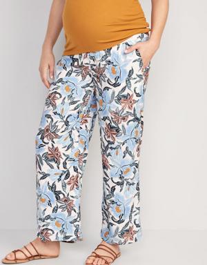 Maternity Foldover-Waist Playa Wide-Leg Pants blue