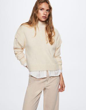 High-neck sweater with shoulder detail