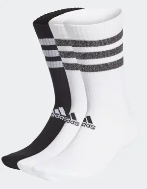 Glam 3-Stripes Cushioned Crew Sport Socks 3 Pairs