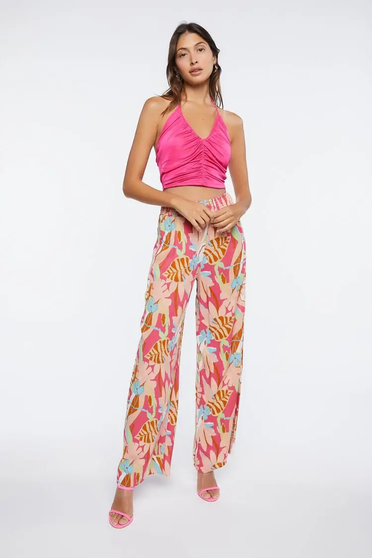 Forever 21 Forever 21 Tropical Print Palazzo Pants Pink/Multi. 1