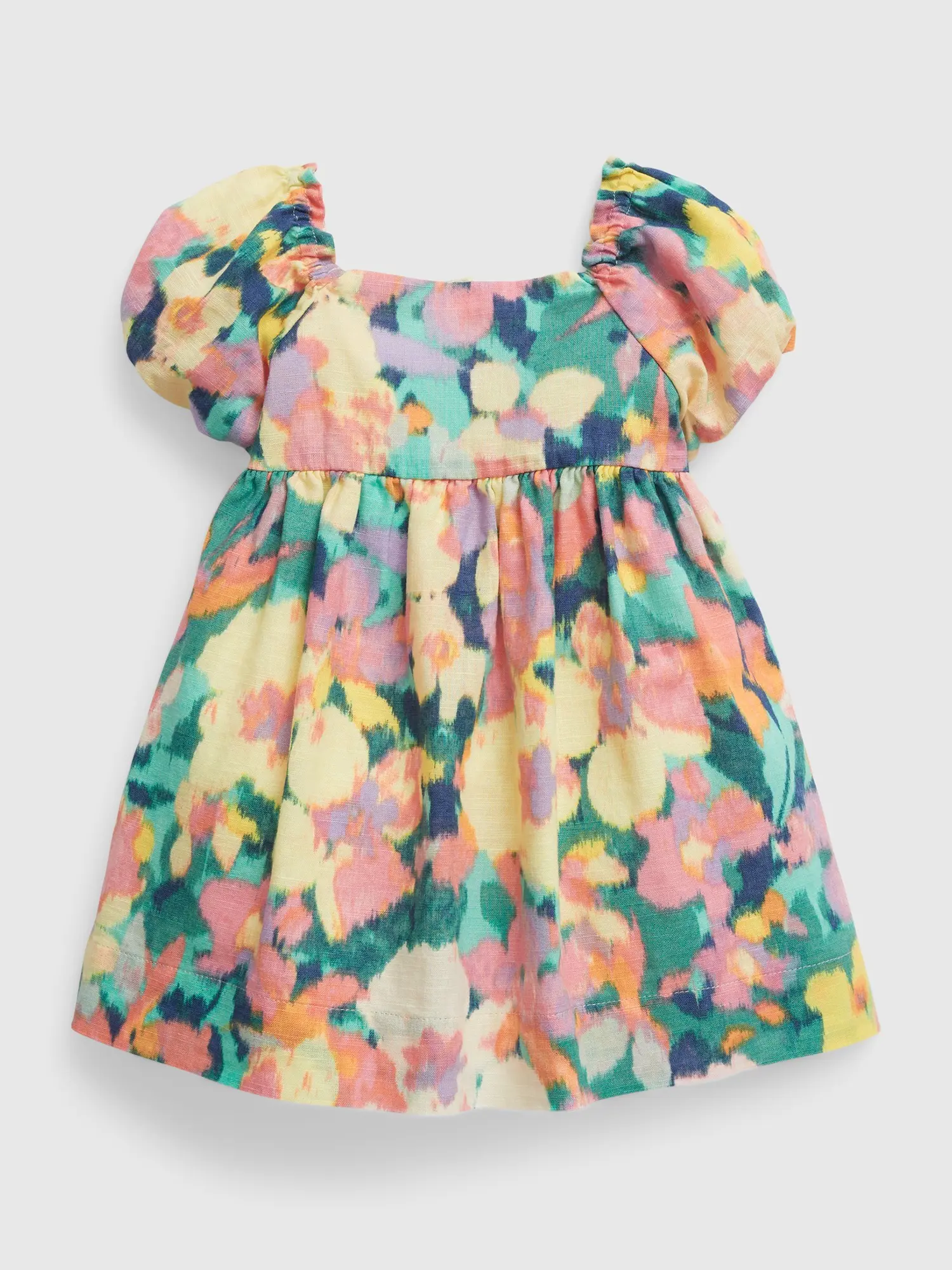 Gap Baby Linen-Cotton Puff Sleeve Floral Dress multi. 1