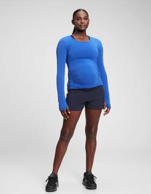 Maternity GapFit Wide Waistband 3.5" Running Shorts blue