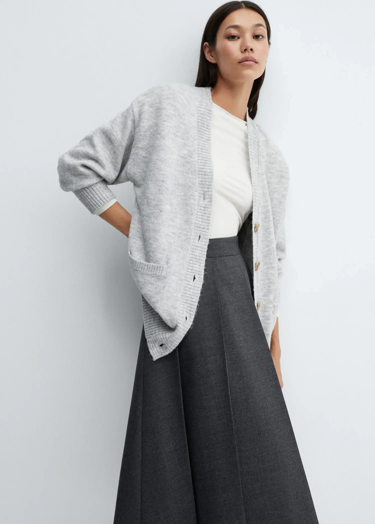 Mango Oversized cardigan with buttons. 1