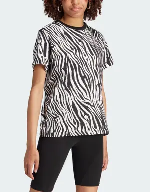 Adidas Allover Zebra Animal Print Essentials Tee