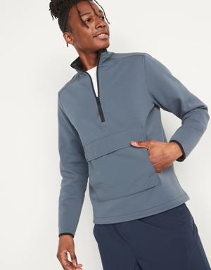Dynamic Fleece Hybrid Half-Zip Mock-Neck Sweatshirt for Men blue