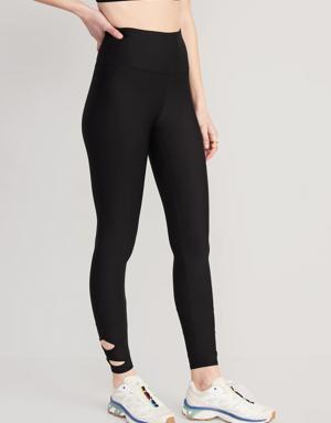 Old Navy High-Waisted PowerSoft 7/8-Length Side-Cutout Leggings for Women black