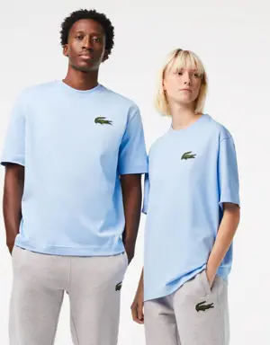 Lacoste T-shirt unisex in cotone biologico loose fit con coccodrillo grande